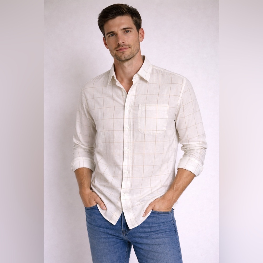 Club Monaco Slim Fit Windowpane Button-Down Shirt L/G